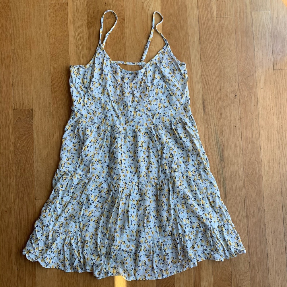 h&m divided floral babydoll dress, open back